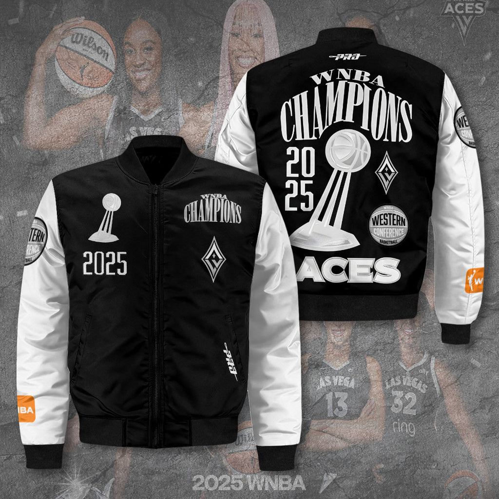 Las Vegas Aces 2025 WNBA Finals Champions 3D Bomber Jacket – TANTN17447