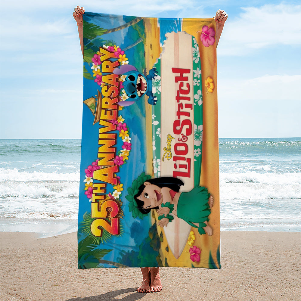Lilo and Stitch 25th Anniversary Rectangle Beach Towel – TMTHU7038