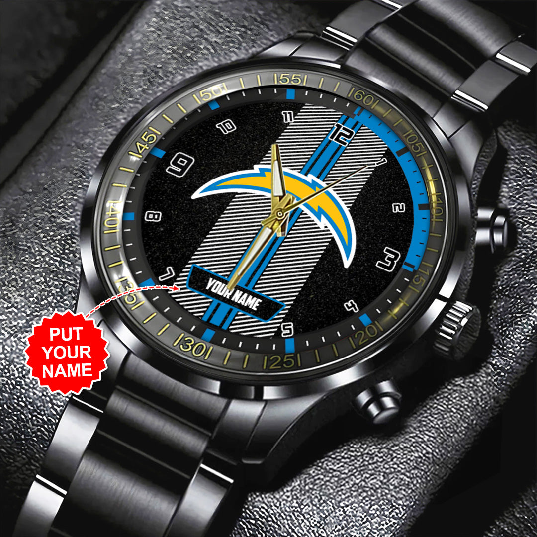 Personalized Los Angeles Chargers Black Stainless Steel Watch – TANTN16024