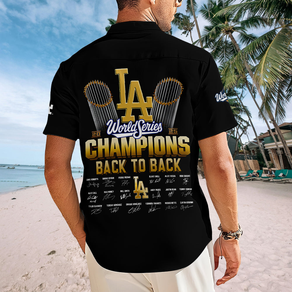 Los Angeles Dodgers 2025 World Series Champions Short Sleeve Button-Down Shirt – MAITM13701