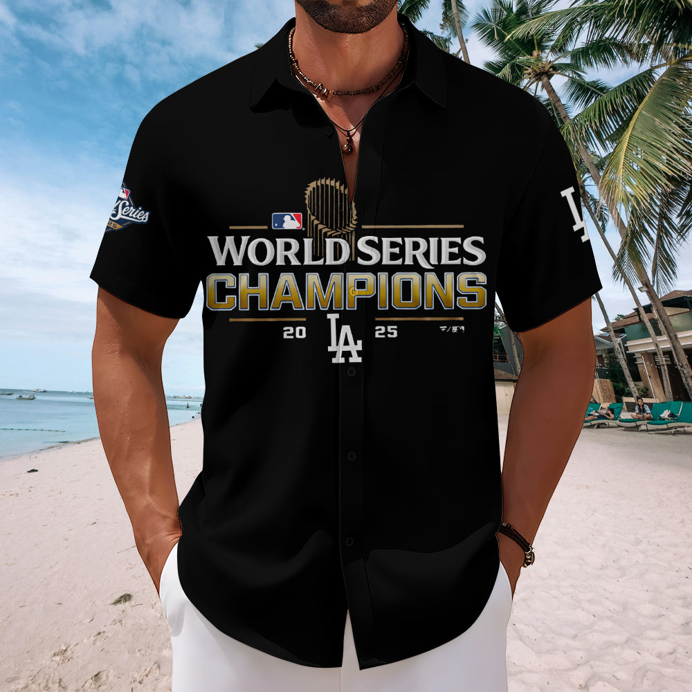 Los Angeles Dodgers 2025 World Series Champions Short Sleeve Button-Down Shirt – MAITM13701
