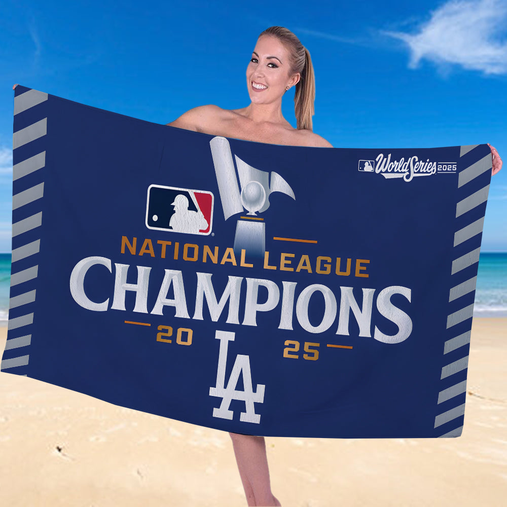 Los Angeles Dodgers 2025 National League Champions Rectangle Beach Towel – TANTN17583