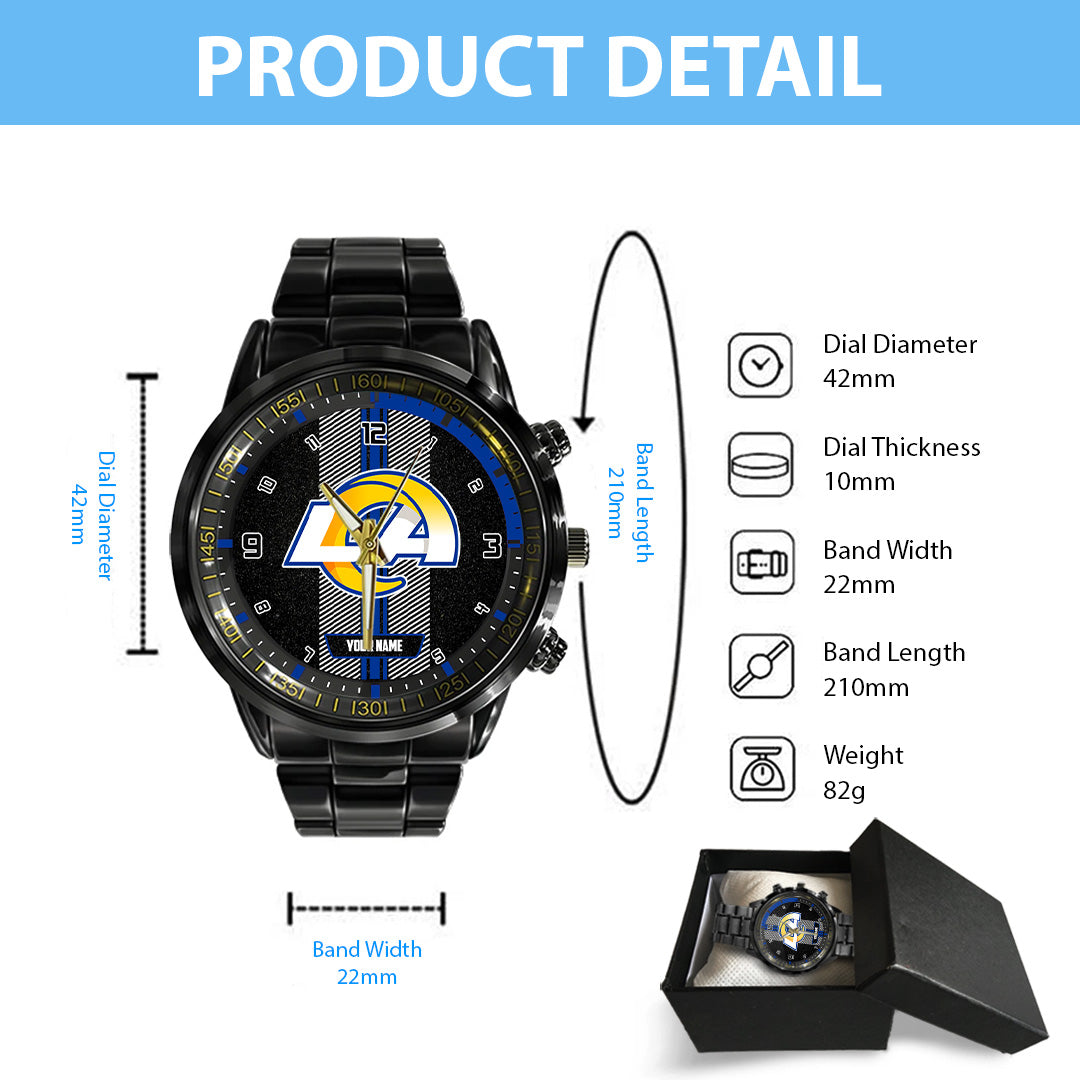 Personalized Los Angeles Rams Black Stainless Steel Watch – TANTN16017