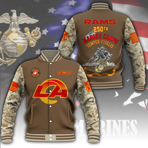 Los Angeles Rams x US Marine Corps 250th Anniversary Varsity Jacket – MAITM12789