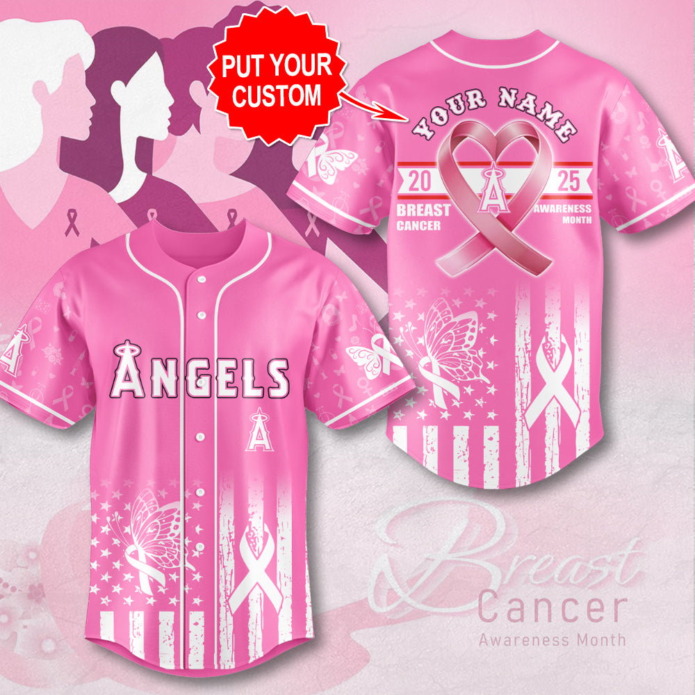 Personalized Los Angeles Angels x Breast Cancer Awareness 2025 Baseball Jersey – MAITM13026