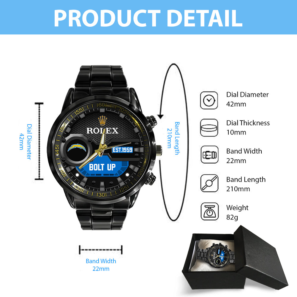 Los Angeles Chargers x Rolex Black Stainless Steel Watch – MAITM13212