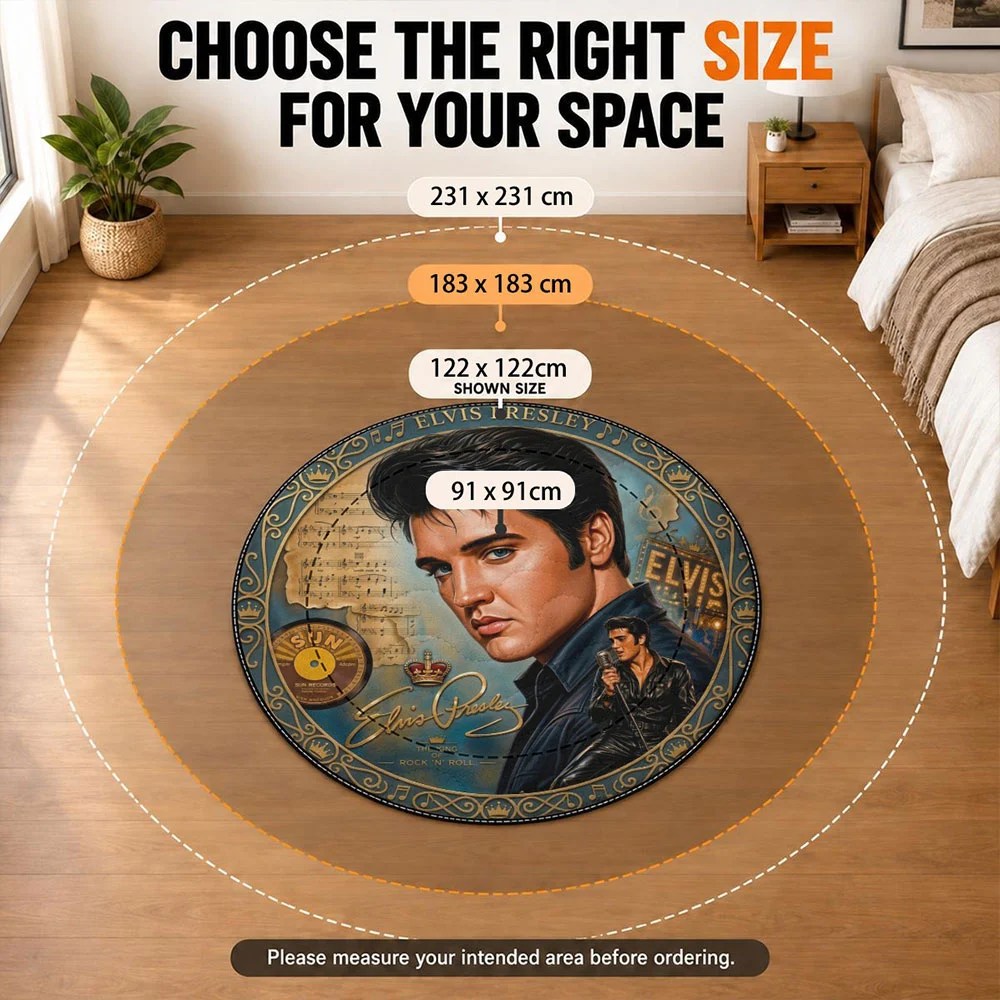Elvis Presley Round Quilt Rug – MAITM15419