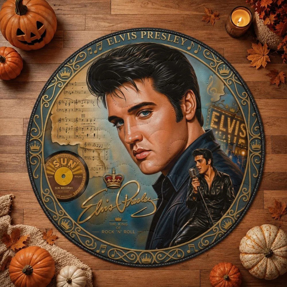 Elvis Presley Round Quilt Rug – MAITM15419