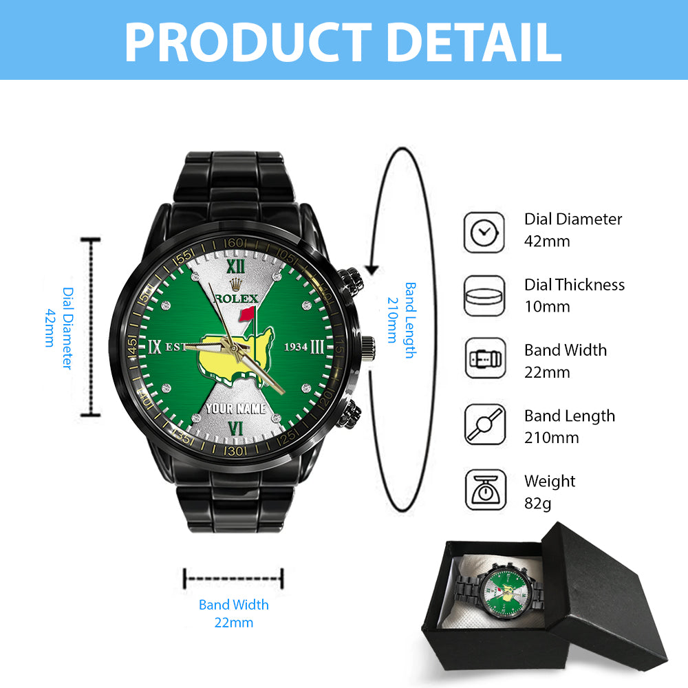 Personalized Masters Tournament x Rolex Black Stainless Steel Watch – MAITM 10535