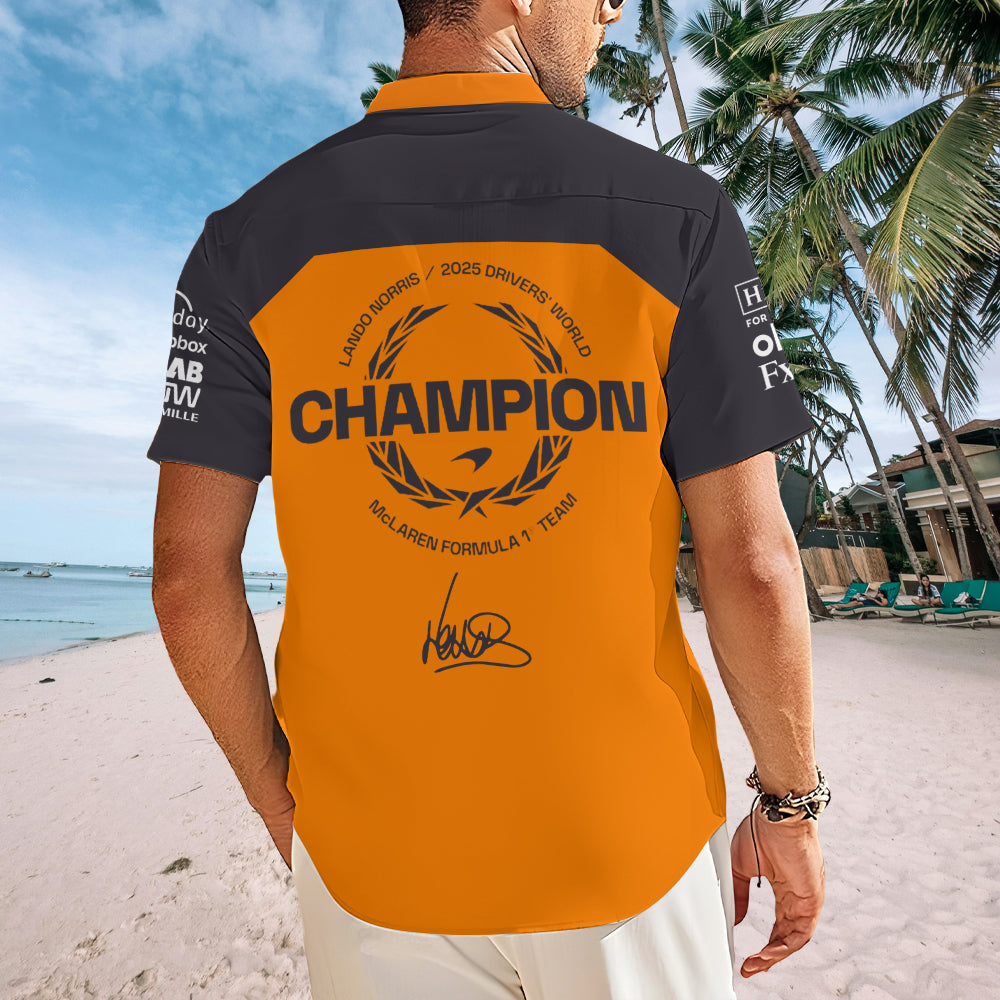 McLaren x Lando Norris 2025 World Champion Short Sleeve Button-Down Shirt – MAITM14014