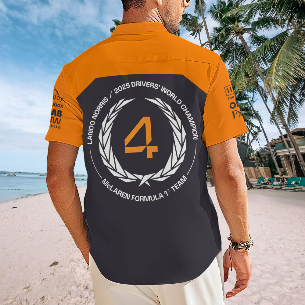 McLaren x Lando Norris 2025 World Champion Short Sleeve Button-Down Shirt – MAITM14039
