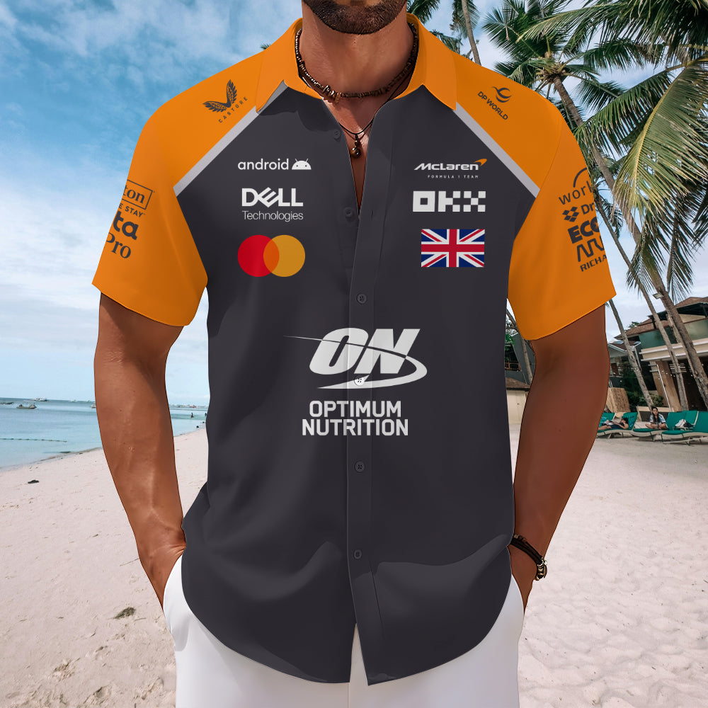 McLaren x Lando Norris 2025 World Champion Short Sleeve Button-Down Shirt – MAITM14039