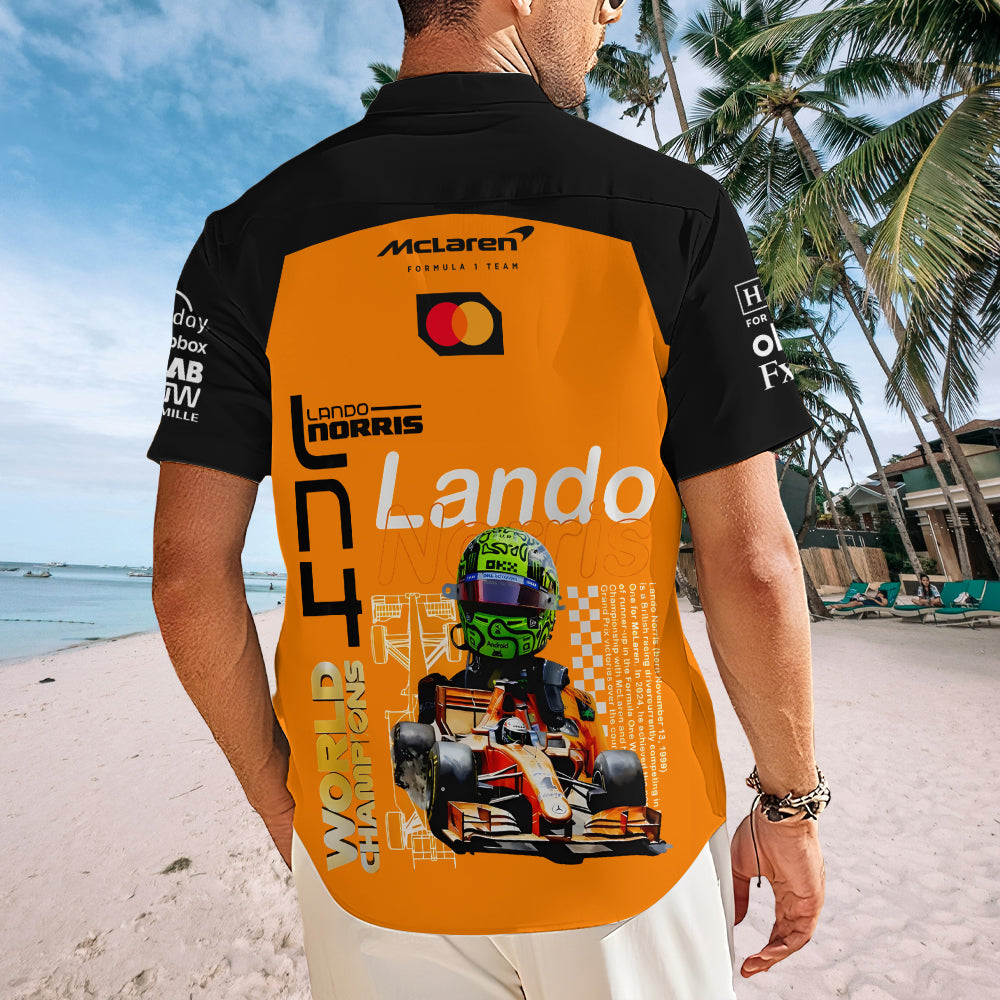 McLaren x Lando Norris 2025 World Champion Short Sleeve Button-Down Shirt – MAITM14058