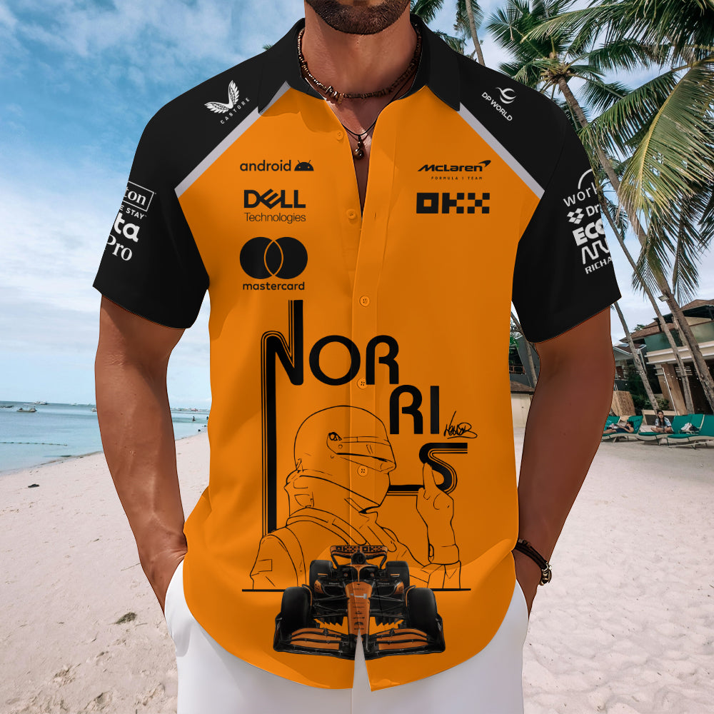 McLaren x Lando Norris 2025 World Champion Short Sleeve Button-Down Shirt – MAITM14058