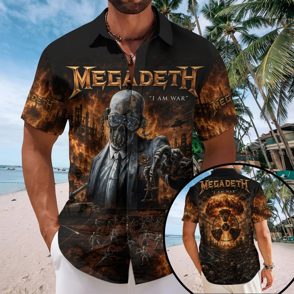 Megadeth Short Sleeve Button-Down Shirt – TMTHU9010