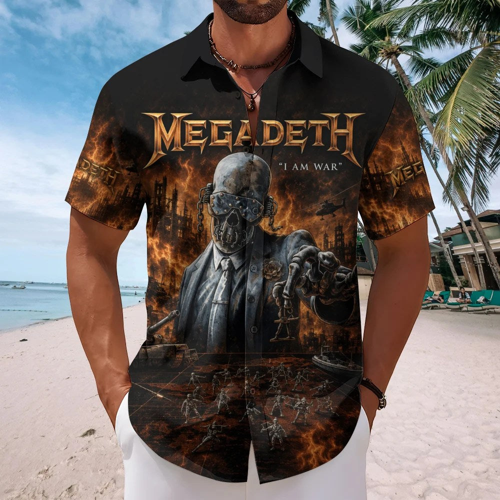 Megadeth Short Sleeve Button-Down Shirt – TMTHU9010