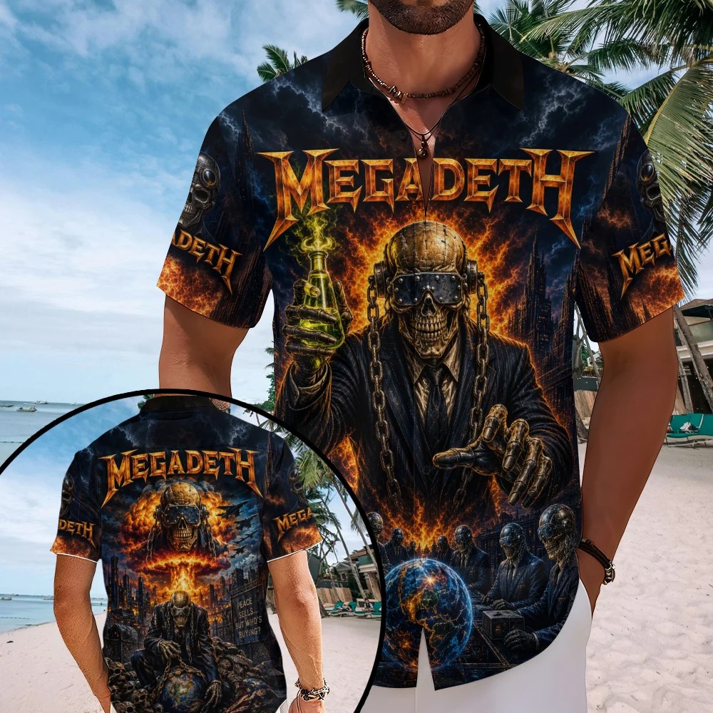 Megadeth Short Sleeve Button-Down Shirt – TMTHU9015