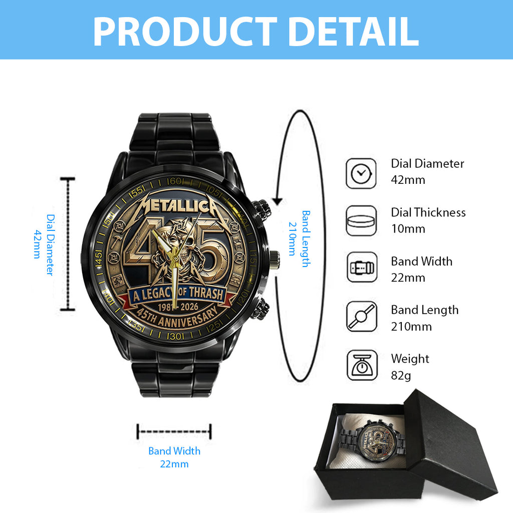 Metallica 45th Anniversary Black Stainless Steel Watch – TANTN21576