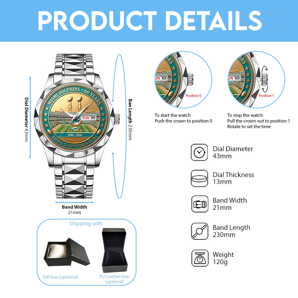 Miami Dolphins 60 years Alloy Luxury Quartz Watch – MAITM14246