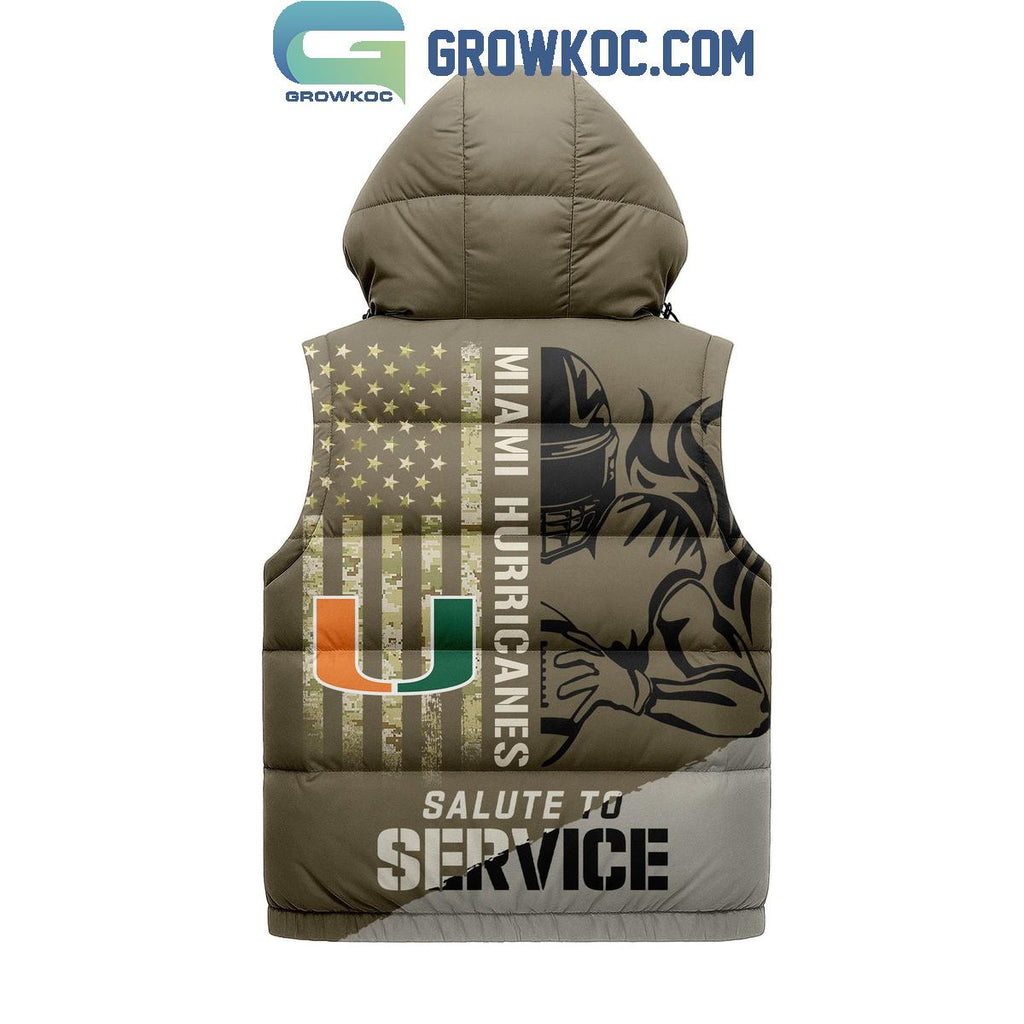 Miami Hurricanes Salute To Service Sleeveless Puffer Jacket