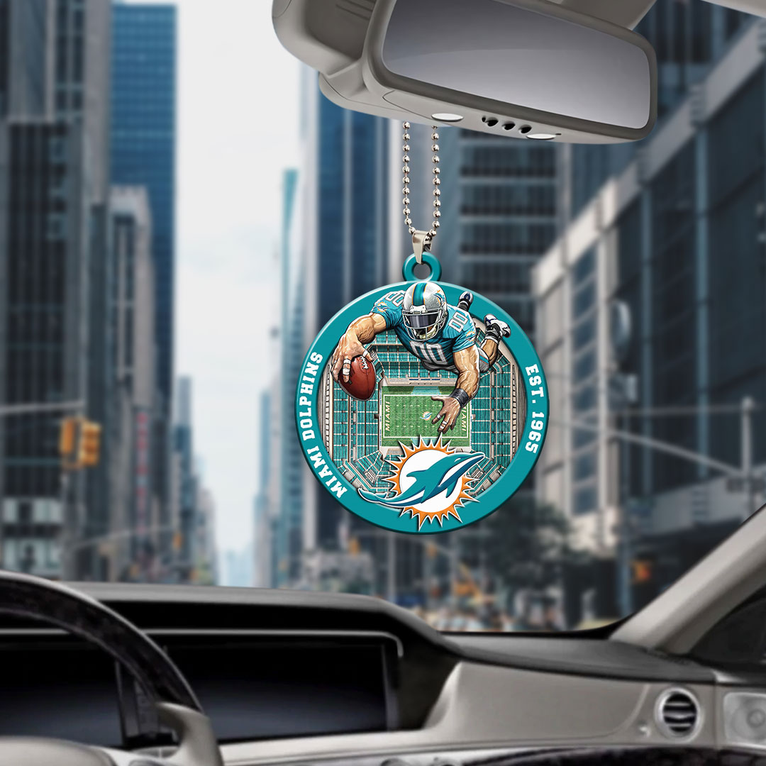 Miami Dolphins Custom shape 2-sided Acrylic Car Ornament – HOATT12587