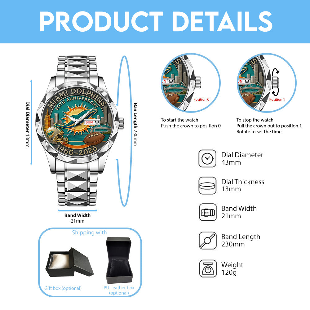 Miami Dolphins Alloy Luxury Quartz Watch – TANTN16804