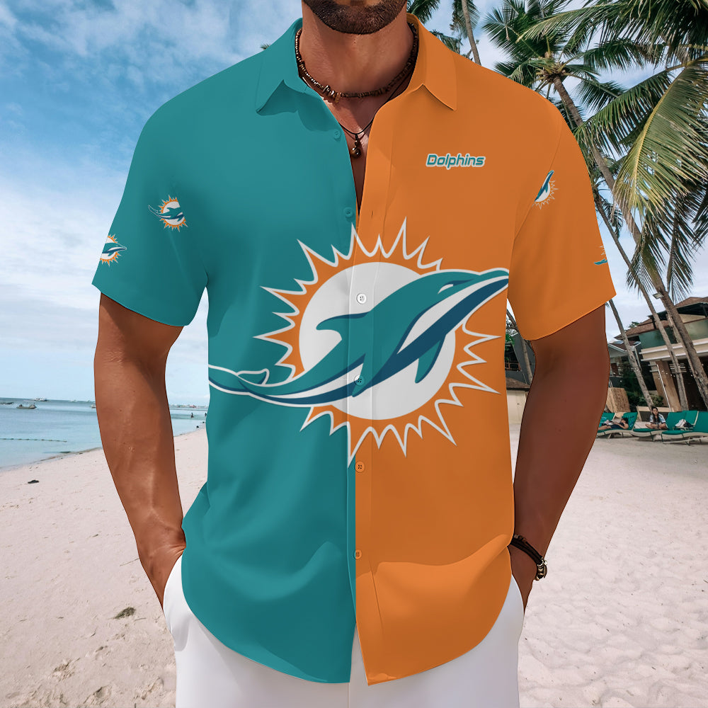 Miami Dolphins Short Sleeve Button-Down Shirt – MAITM13563