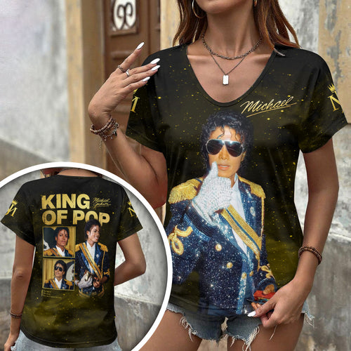Michael Jackson 3D Women's V-Neck T-Shirt – HOATT19689