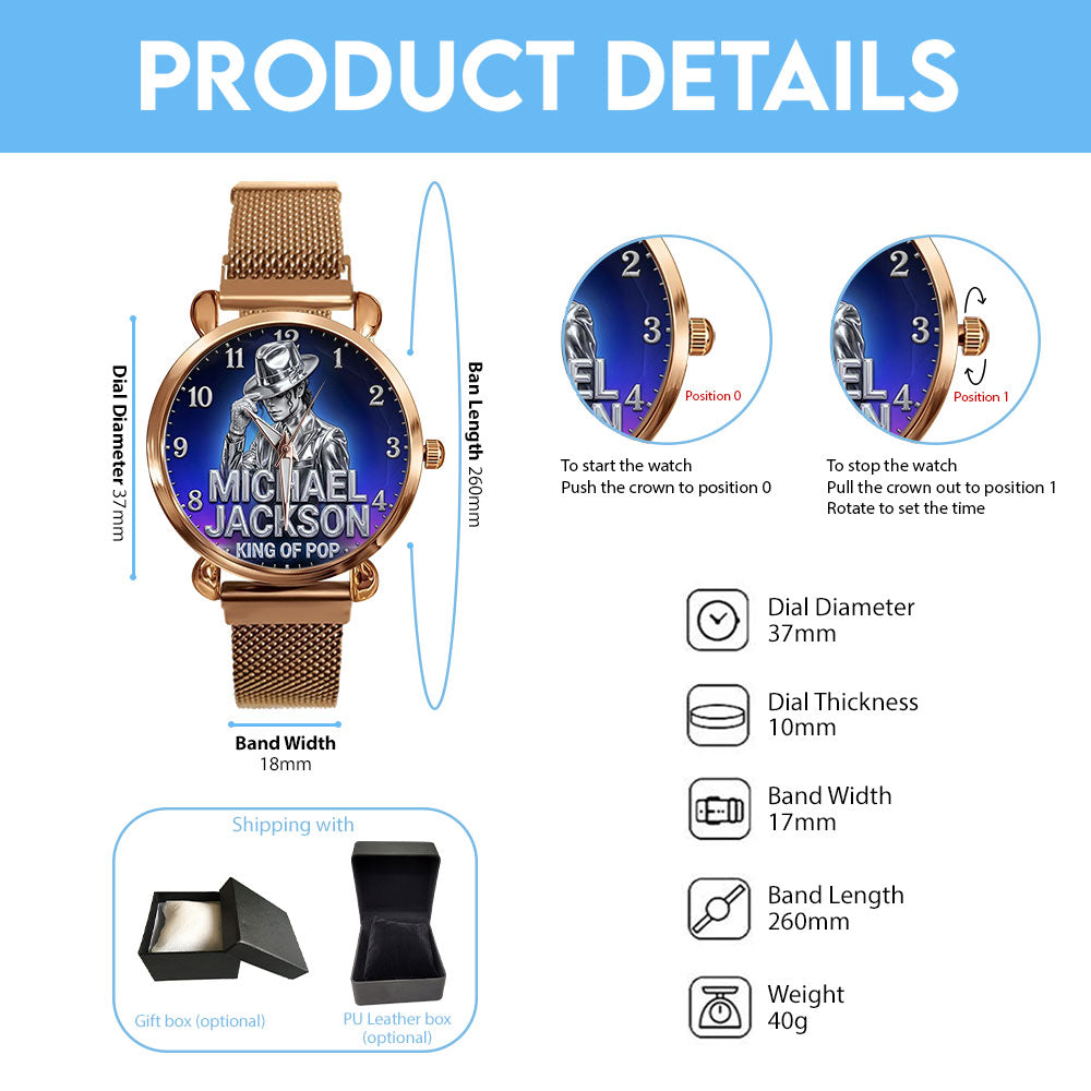 Michael Jackson Mesh Strap Quartz Watch – TMTHU7015