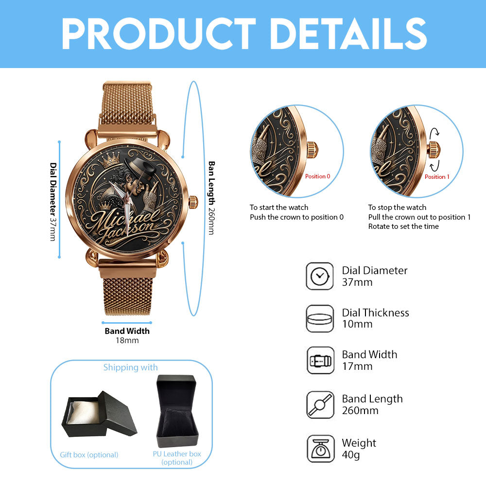 Michael Jackson Mesh Strap Quartz Watch – TMTHU7167