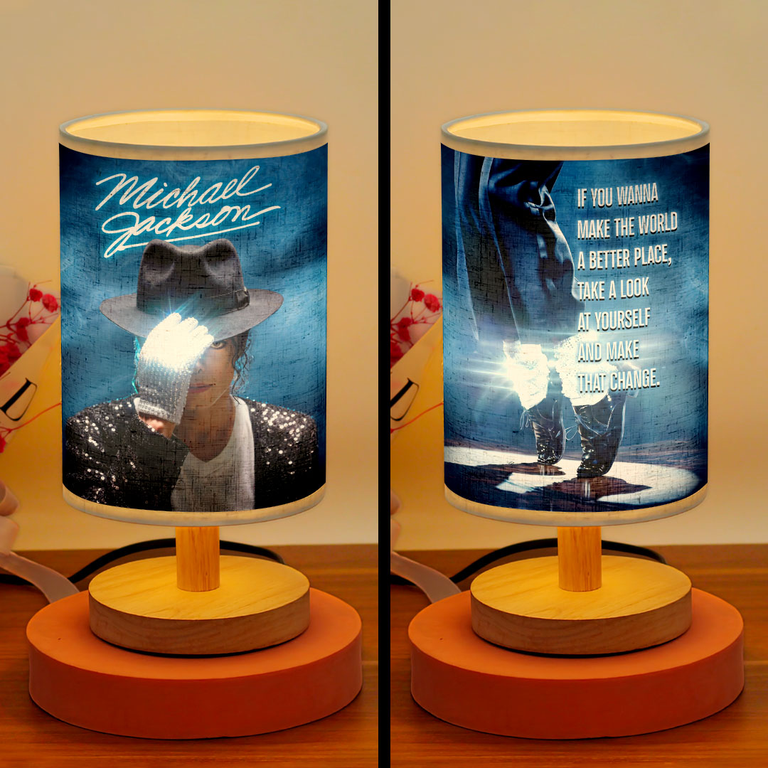 Michael Jackson Wooden Base Fabric Lamp – HOATT18356