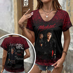 Michael Jackson 3D Women's V-Neck T-Shirt – HOATT19687