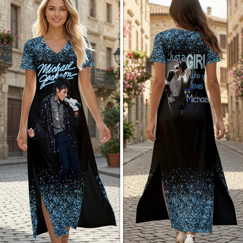 Michael Jackson Short Sleeve Maxi Dress – HOATT19512