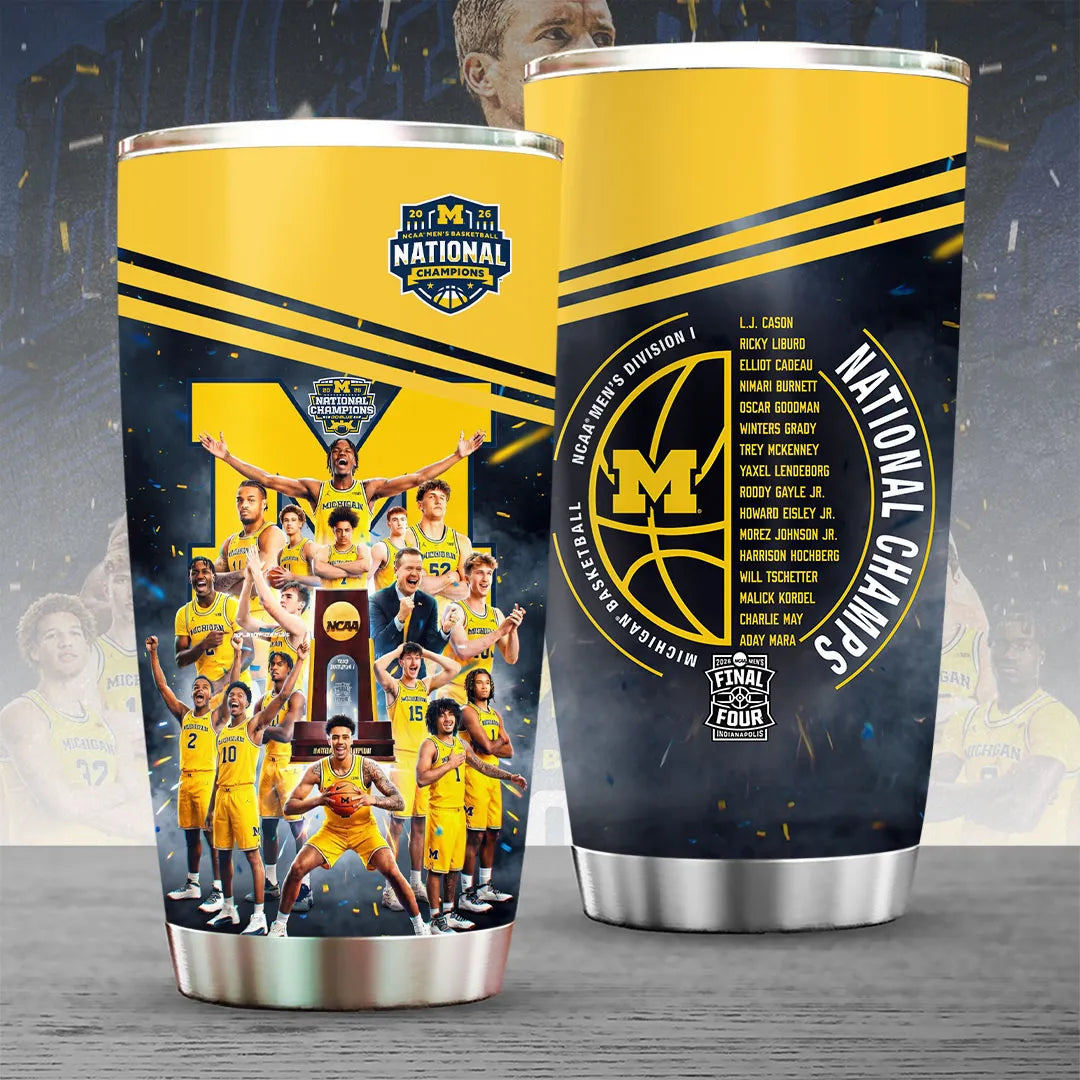 Michigan Wolverines 2026 Men's Basketball National Champions Tumbler Cup – TANTN22338