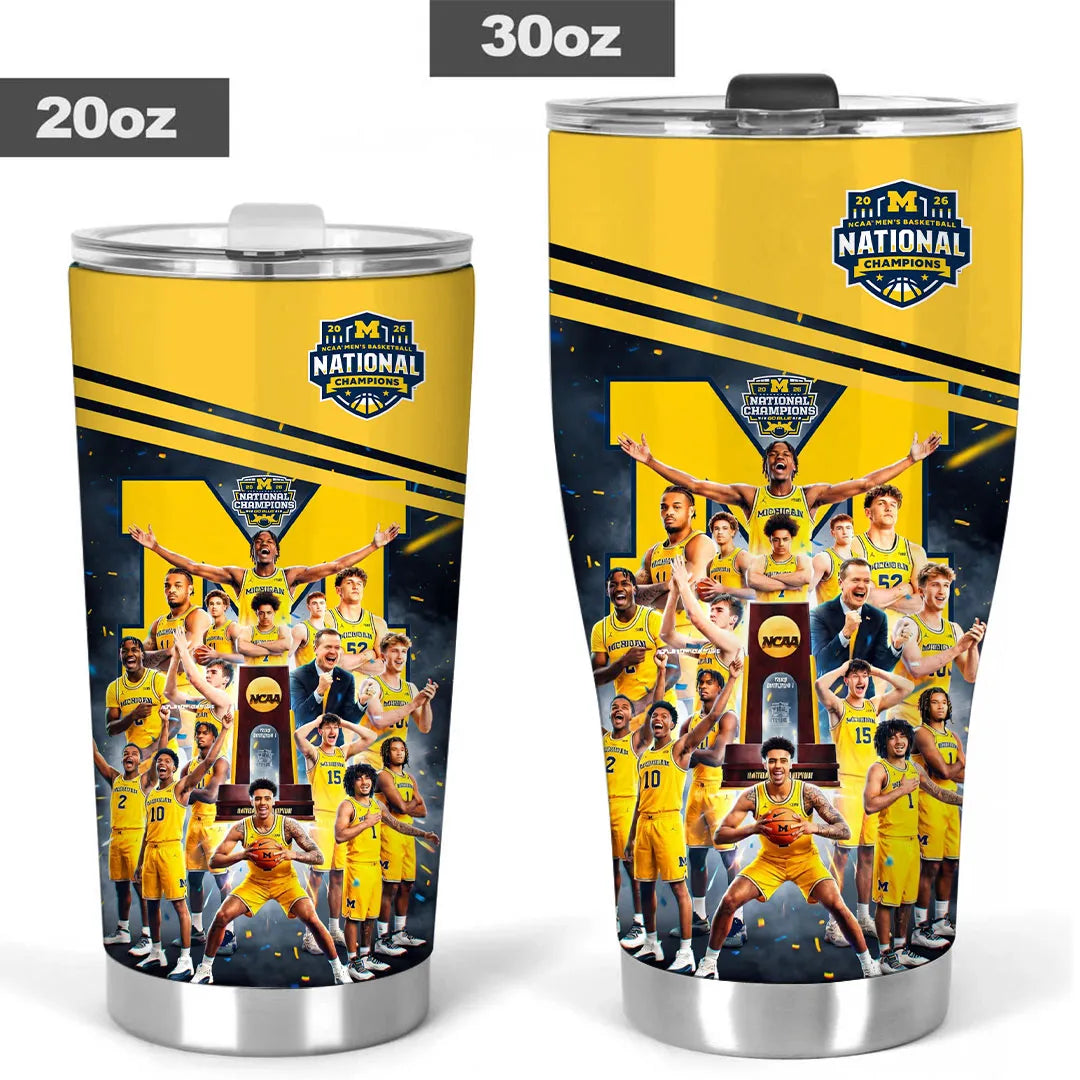 Michigan Wolverines 2026 Men's Basketball National Champions Tumbler Cup – TANTN22338