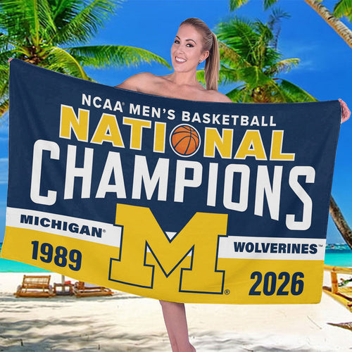 Michigan Wolverines 2026 NCAA Men's Basketball National Champs Rectangle Beach Towel – TMTHU5368