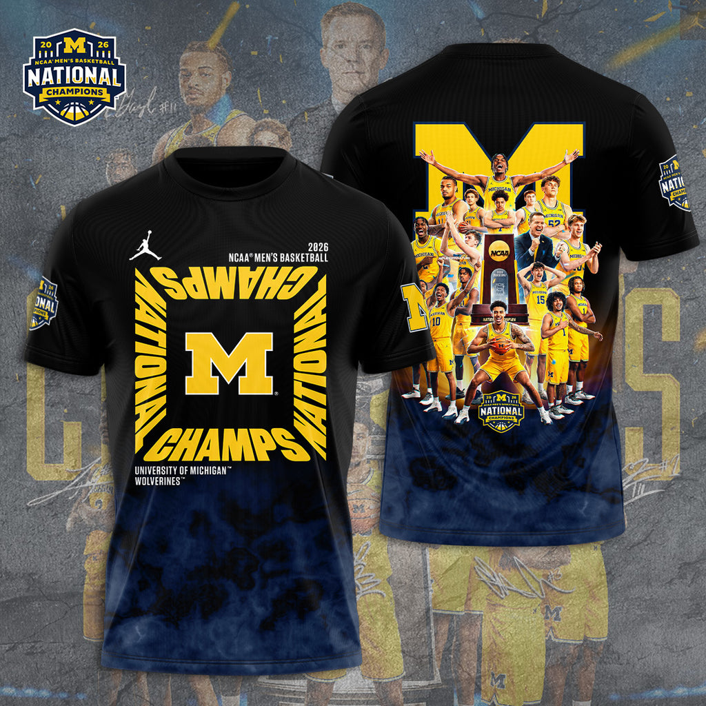 Michigan Wolverines 2026 Men's Basketball National Champions 3D Apparel – GNE5995