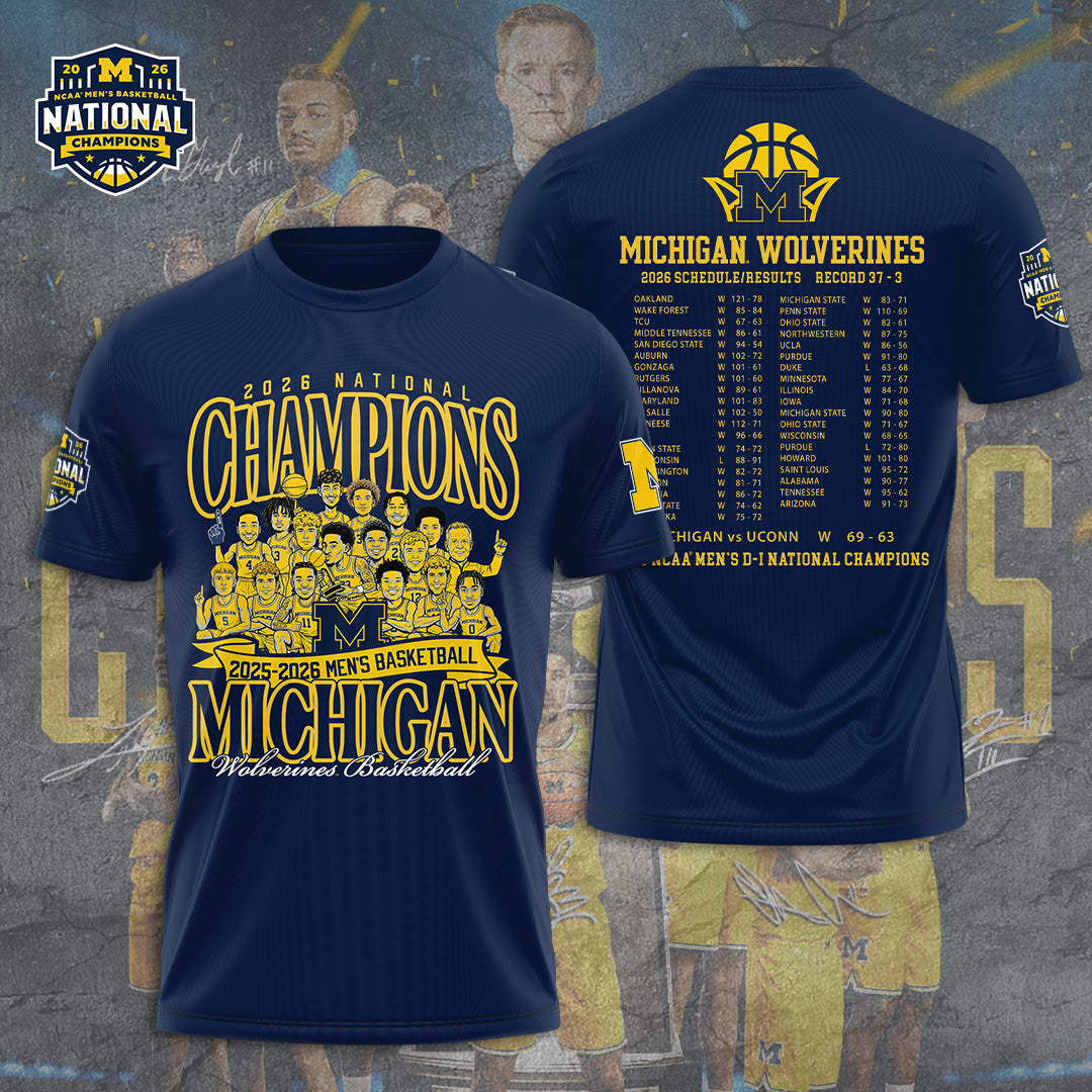 Michigan Wolverines 2026 Men's Basketball National Champions 3D Apparel – GNE5996