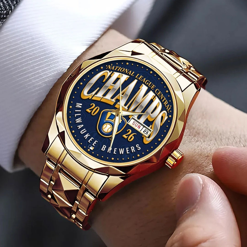 Milwaukee Brewers 2026 National League Champions Alloy Luxury Quartz Watch – TMTHU10116