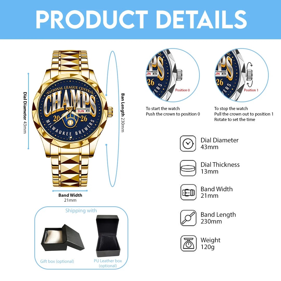 Milwaukee Brewers 2026 National League Champions Alloy Luxury Quartz Watch – TMTHU10116