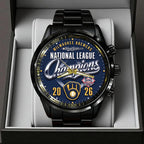 Milwaukee Brewers 2026 National League Champions Black Stainless Steel Watch – TMTHU10115