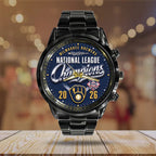 Milwaukee Brewers 2026 National League Champions Black Stainless Steel Watch – TMTHU10115