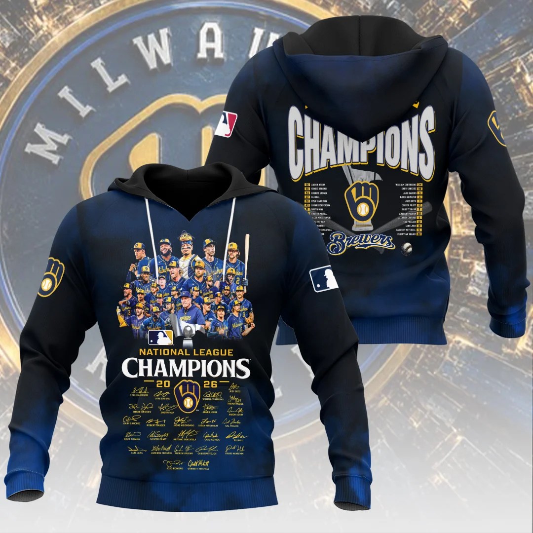 Milwaukee Brewers 2026 National League Champions 3D Apparel – HOATT26787