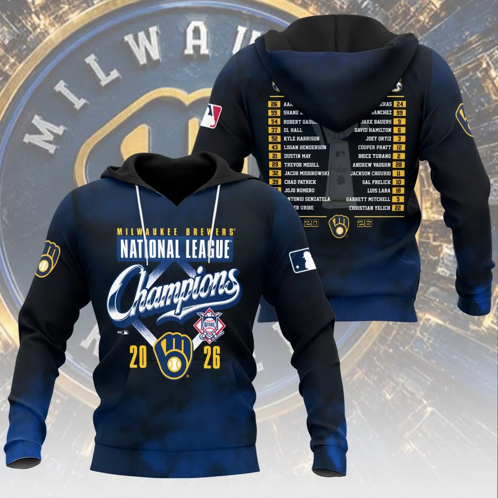 Milwaukee Brewers 2026 National League Champions 3D Apparel – HOATT26790