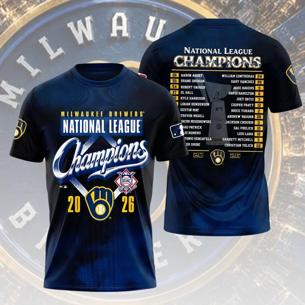 Milwaukee Brewers 2026 National League Champions 3D Apparel – HOATT26790