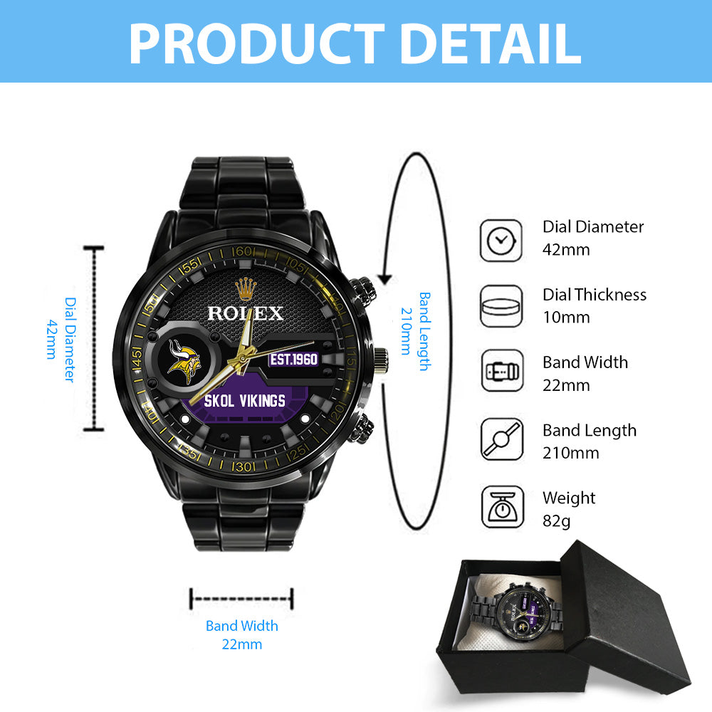Minnesota Vikings x Rolex Black Stainless Steel Watch – MAITM13215