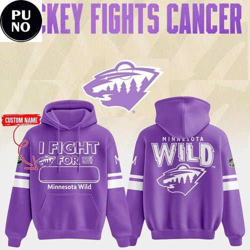 Minnesota Wild 2026 Hockey Fight Cancer Custom Name Hoodie