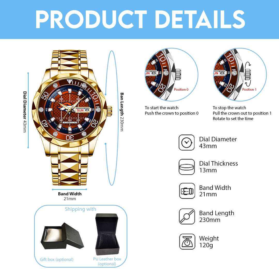 Denver Broncos Alloy Luxury Quartz Watch – TMTHU921