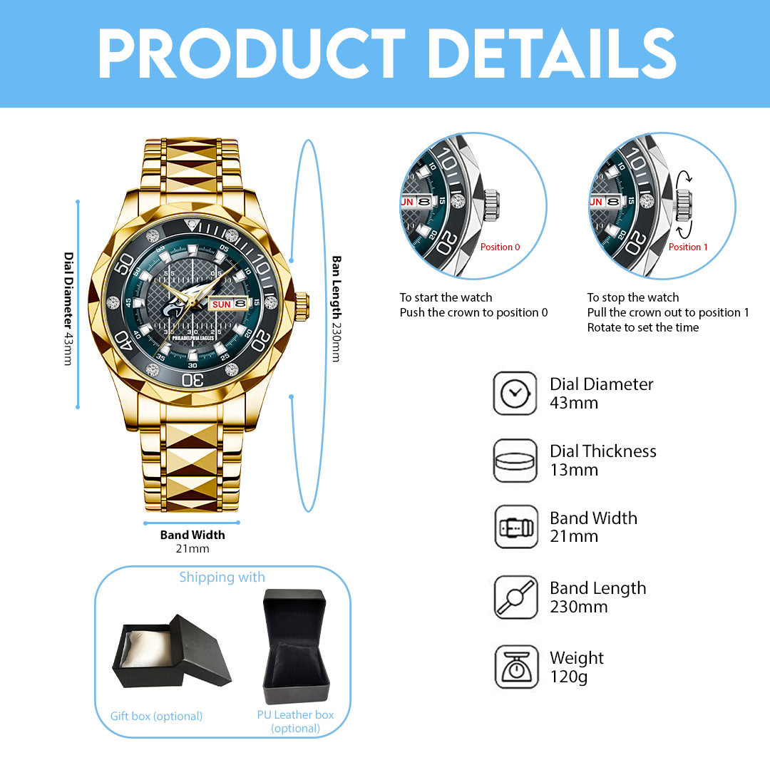 Philadelphia Eagles Alloy Luxury Quartz Watch – TMTHU927