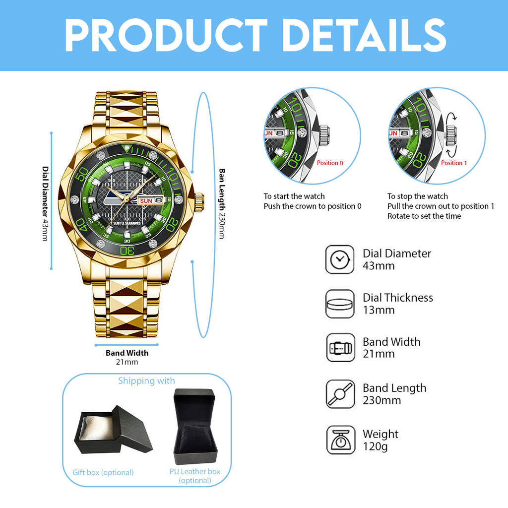 Seattle Seahawks Alloy Luxury Quartz Watch – TMTHU940